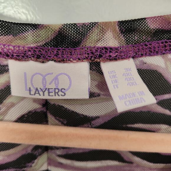LOGO Layers by Lori Goldstein Zebra Printed Sheer Mesh Top Size 3XL - Picture 5 of 10
